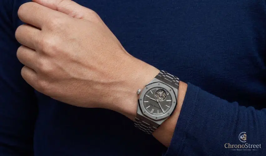 Audemars Piguet Royal Oak flying tourbillon in titanium, a sporty modern example on the wrist