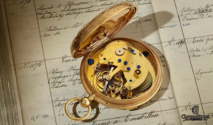 Vintage Abraham-Louis Breguet tourbillon pocket watch from the early 1800s with beautiful enamel dial