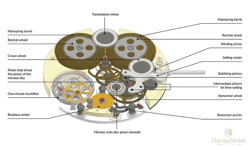 Technical diagram of the movement